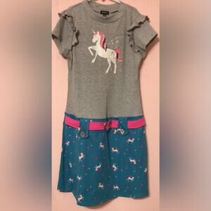Zunie gray turquoise unicorn dress size XL